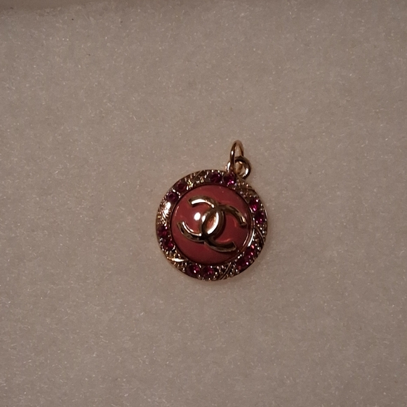 Upcycled Jewelry - Circle Pendant- Pink & Gold